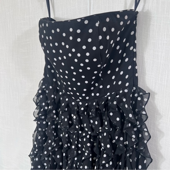 White House Black Market Polka Dot Ruffle Tiered Strapless Dress Size 10 - Picture 6 of 13